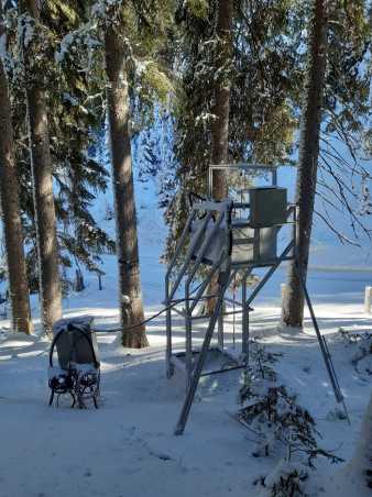 Measurement setup with automatic chamber on a snow covered forest floor