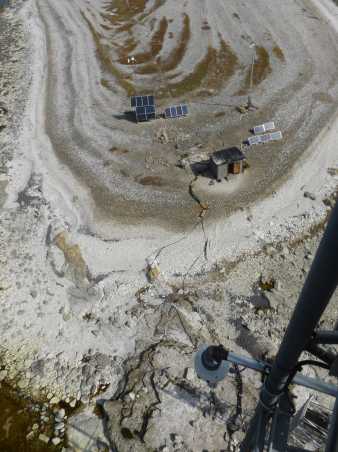 View from the tower to the stony beach