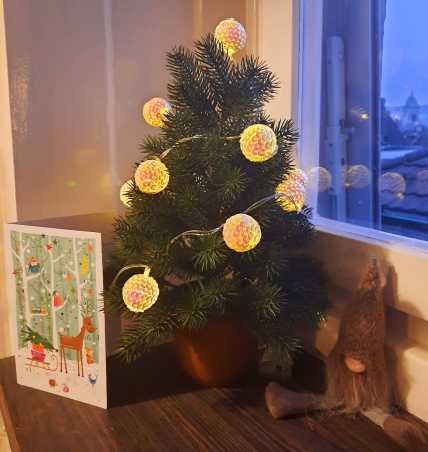 Enlarged view: Advent calendar with small Christmas tree and lights