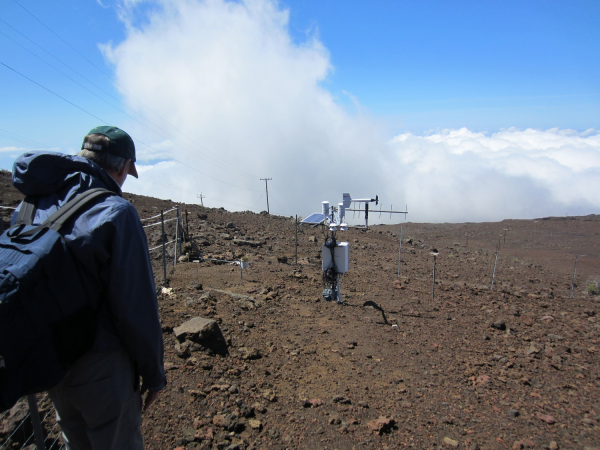 Person on a volcano slope