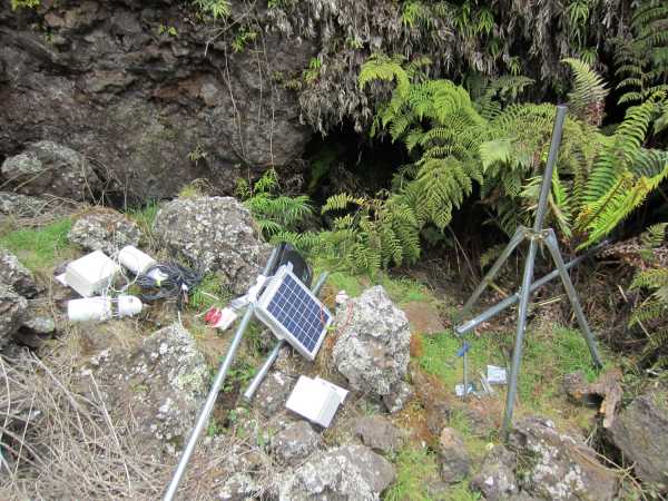 Equipment in front of lava tube
