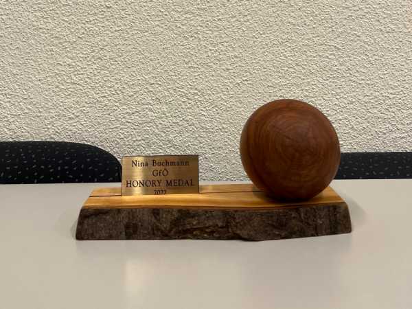Wood ball on wooden board (the award)