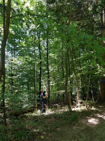 Man in forest with a telescopic sickle