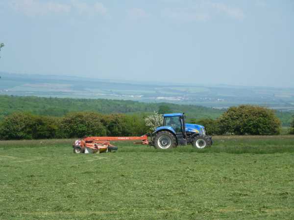 Tractor on grassland